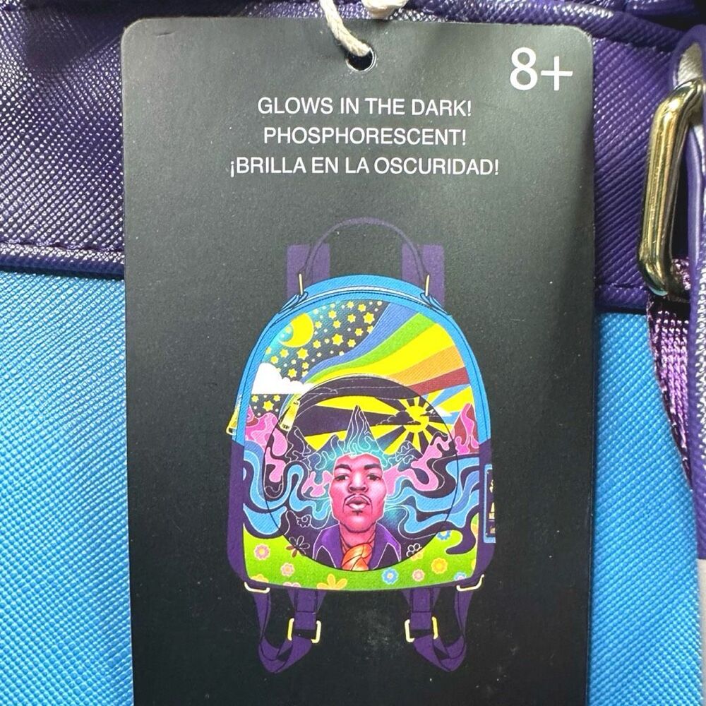 Loungefly Jimi Hendrix Psychedelic Landscape Zip Mini Backpack 9” x 10.5” x 4.5” - Picture 12 of 12